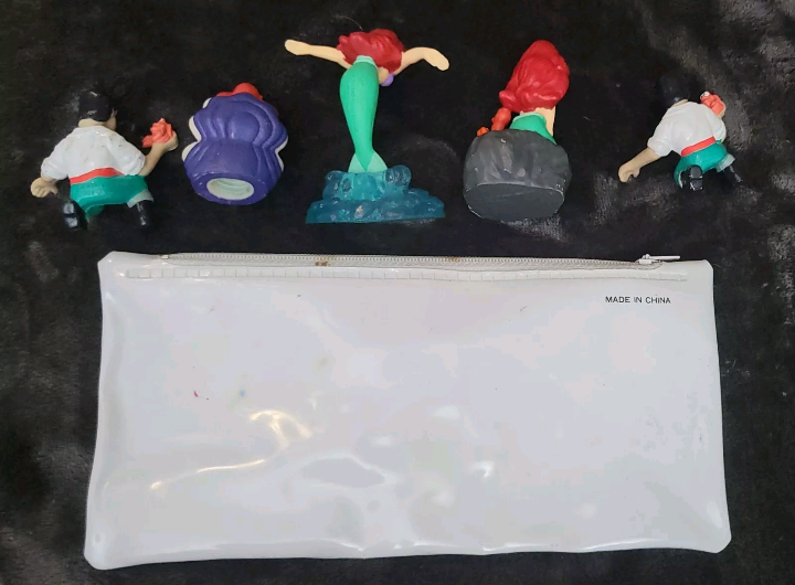 Vintage Disney Little Mermaid Toy Lot Pencil Pouch 3 Ariel's 2 Ericks