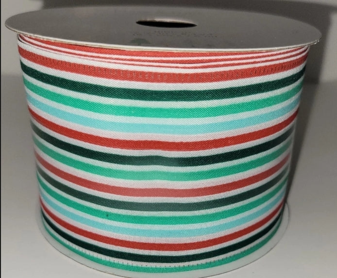 Place And Time Wonderland Ribbon Wired Edge 2 1/2"× 8.3 Yards Thin Stripes New Condition