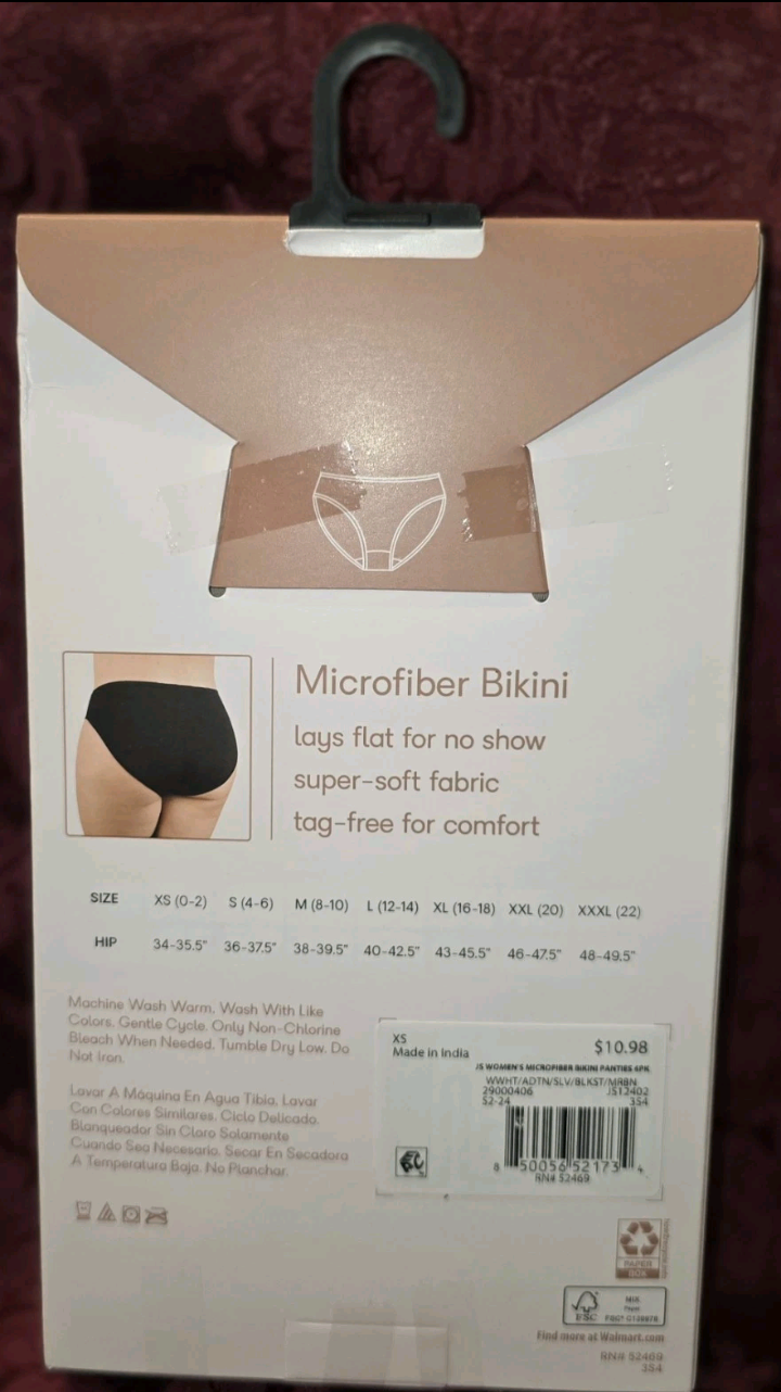 Joyspun 6 Pair Microfiber Panties Bikini XS (0-2) Multi Color New In Box.