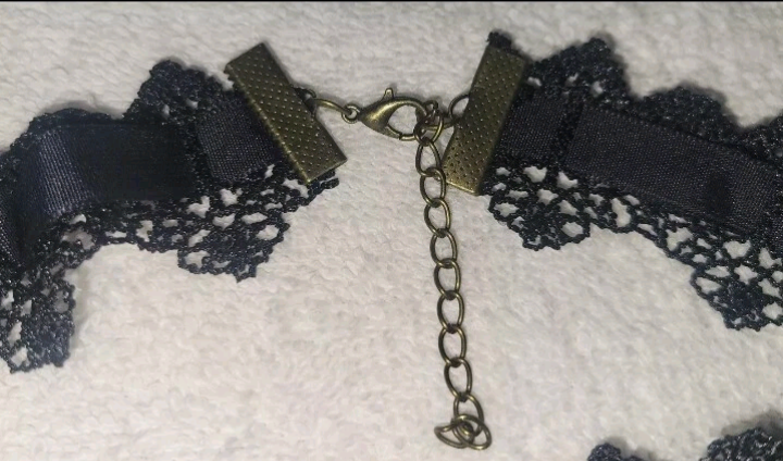 Punk Goth Choker Lacey Adjustable Closure 12.6"×1" With Rhinestones New
