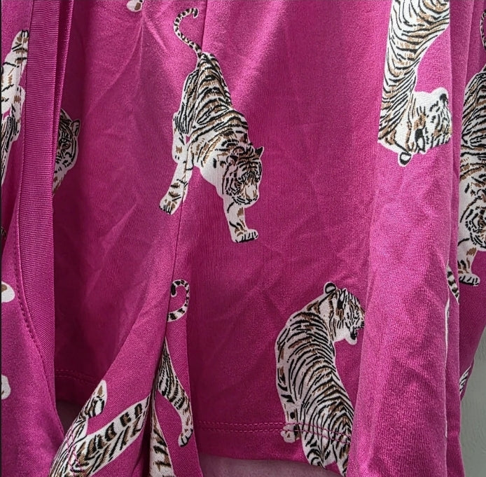 Joyspun Women XL 16-18 2 Piece Pajama Tank Top And Shorts Tigers