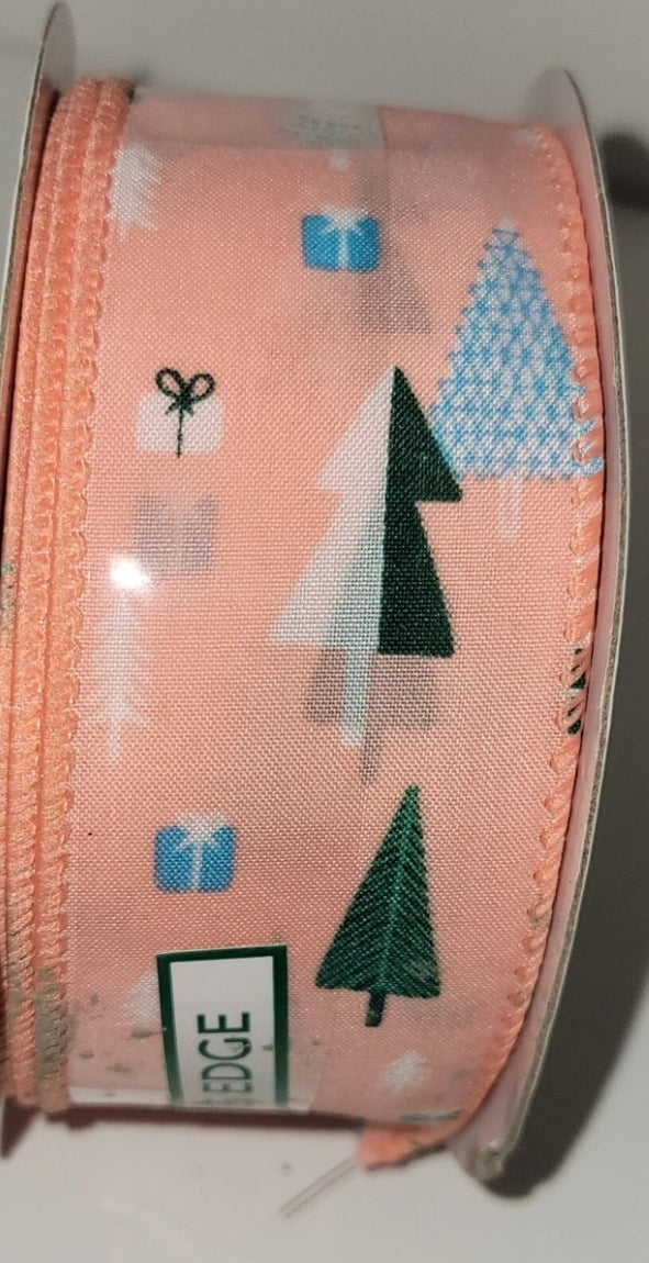 Place And Time Wonder Land Ribbon Wired Edge 1 1/2" × 10 Yards Pearchy Trees. Condition Is New