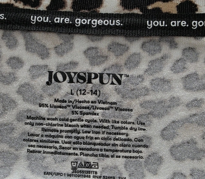 Joyspun Women Large 12-14 T Shirt With Animal Print