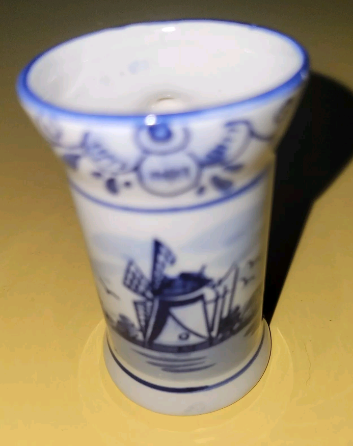 Vintage Delft Blue Small Pitcher Stein Holland 3.5" Tall 2" Across Top