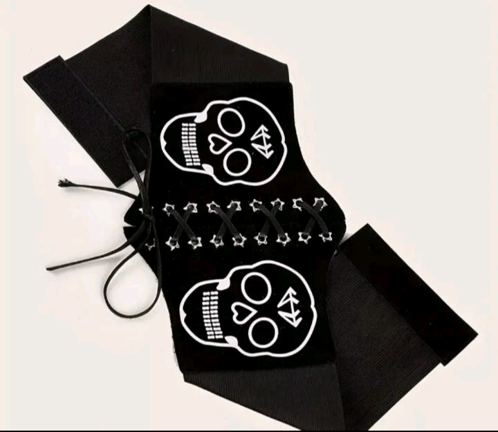 Gothic Skull Lace Up Corset Elastic Stretchy Waistband 2.6"-4.7" New