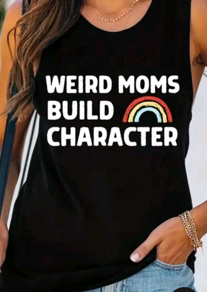 Rainbow Womens Tank Top Size XXL Black T Shirt Weird Mom's Build Character New
