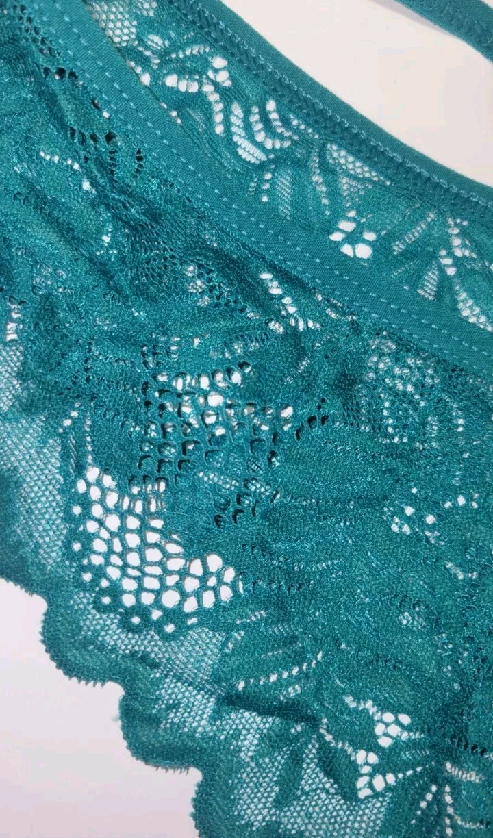 Womens Sexy Floral Lace Green Low Waist Panties Stretchy Breathable Medium Size