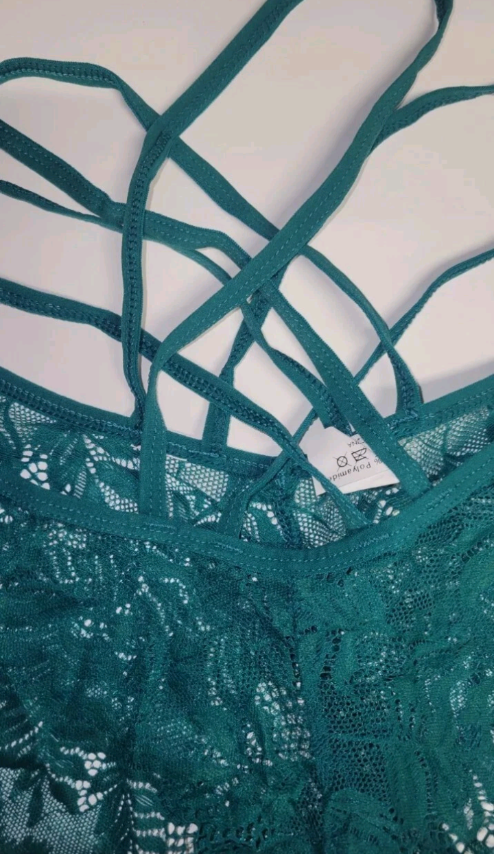 Womens Sexy Floral Lace Green Low Waist Panties Stretchy Breathable Medium Size