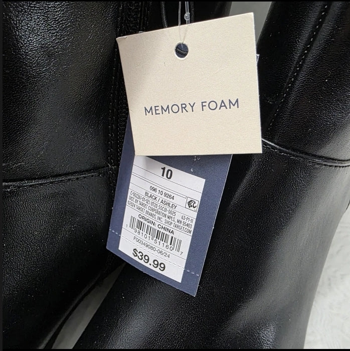 Universal Thread Womens Size 10 Black Ashley Boot Side Zip Memory Foam New With Tags