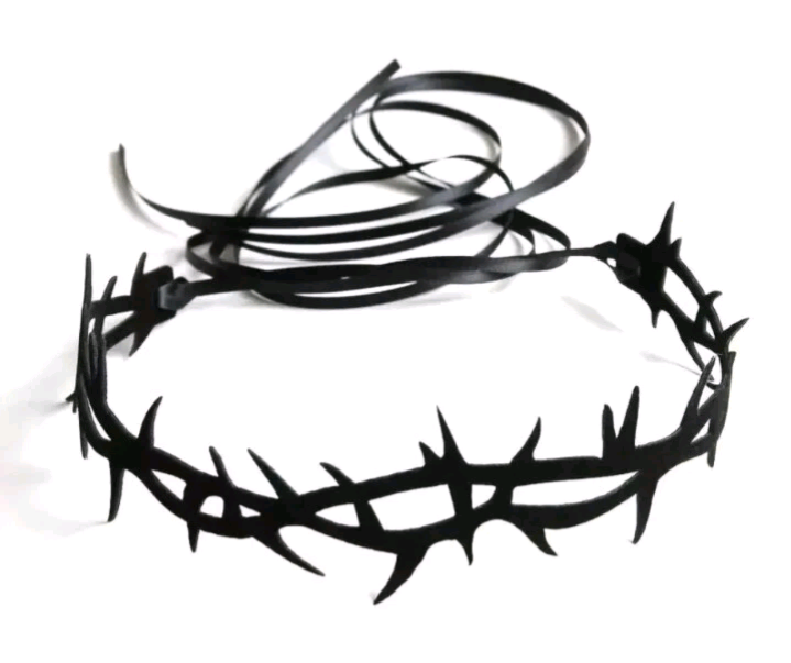 Black Thorn Choker Adjustable Tie In Back Gothic Cosplay Black Thorns Go 12" New