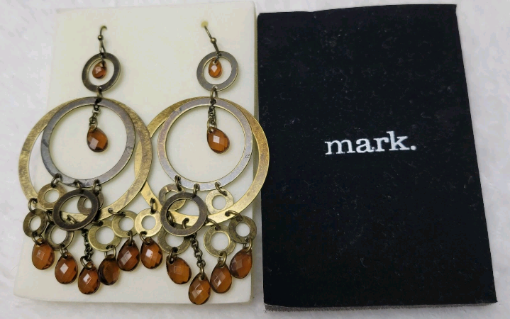 Avon Mark Perfect Zen Earrings Burnished Brass New In Box Original Packaging