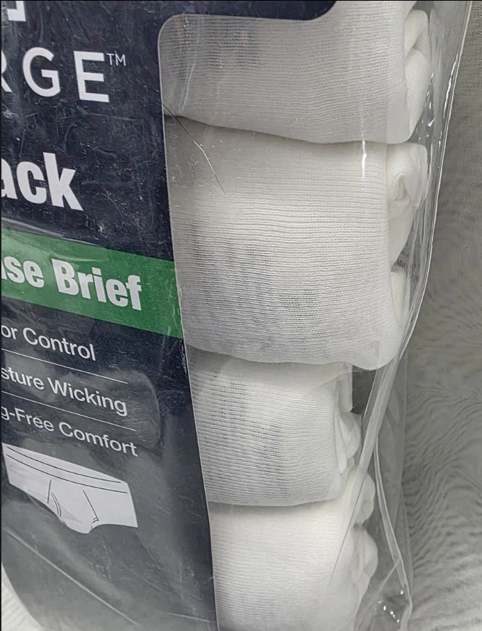 George 6 Pack Mens Full Rise Briefs XL 40-42 Odor Control Moisture Wicking White