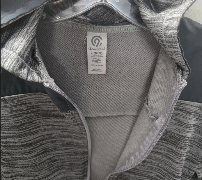 Champion Child Size L 12-14 Jacket Hooded Pockets Zip Up 100% Polyester