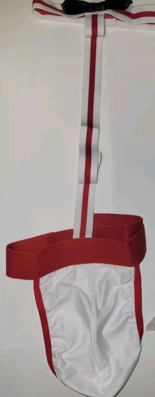 Mens Bow Tie G String Thong Bodysuit Sexy Underwear Medium Size 32 Red And White