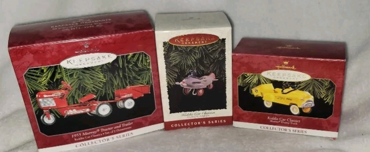 Lot Of 3 Hallmark Keepsake Ornaments Vintage Kiddi Car Classics,1996,1997,1998