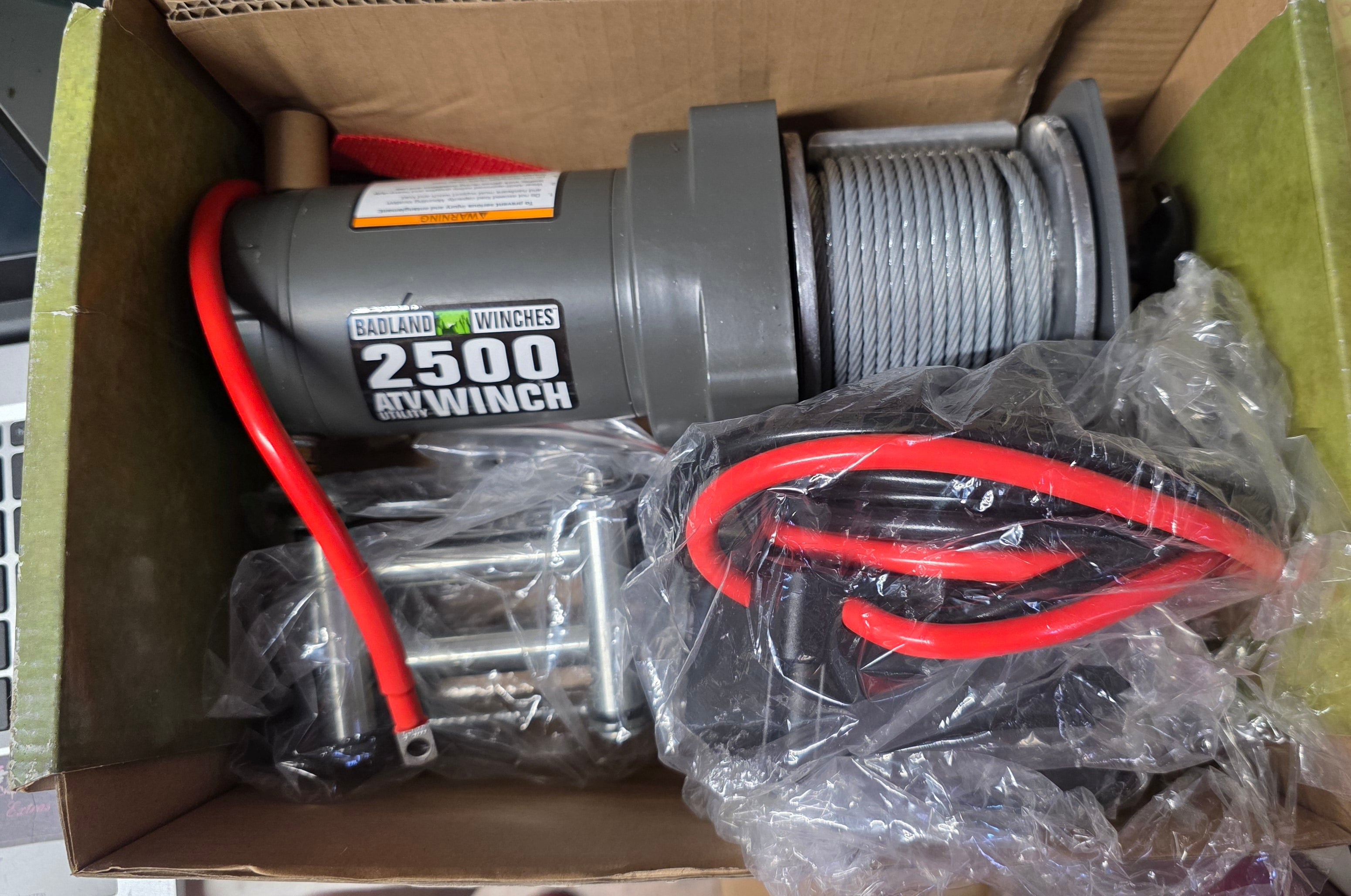 Badland Winches 2500lb Capacity ATV Utility Winch With Automatic Load- Holding Brake Remote Control