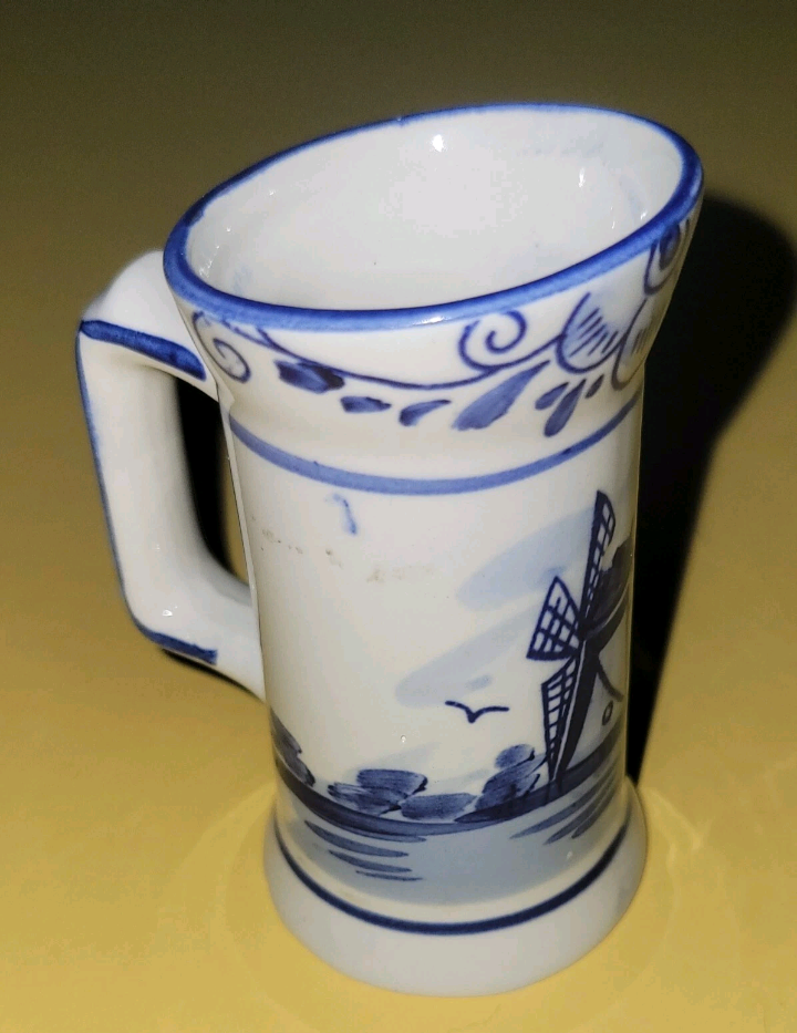 Vintage Delft Blue Small Pitcher Stein Holland 3.5" Tall 2" Across Top