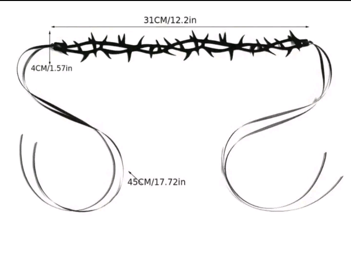 Black Thorn Choker Adjustable Tie In Back Gothic Cosplay Black Thorns Go 12" New