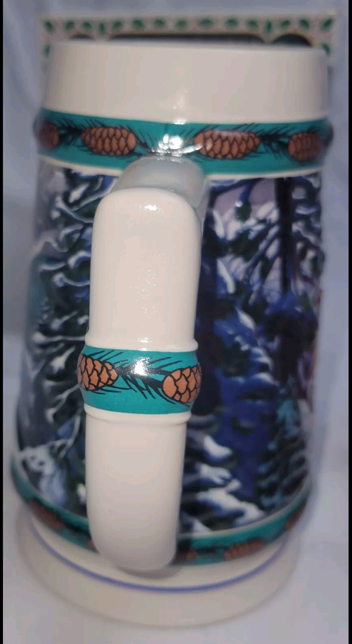 Vintage 1993 Budweiser Holiday Stein Special Delivery 7" Tall 4 Across Top New In Box