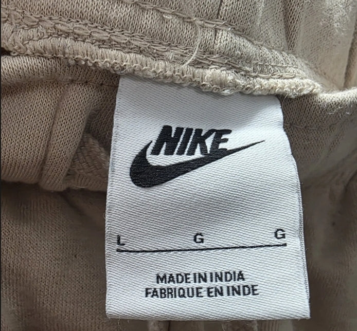 Nike Sweatpants Unisex Size Large Elastic Drawstring Waist Pockets Beige. Excellent used condition