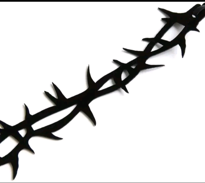 Black Thorn Choker Adjustable Tie In Back Gothic Cosplay Black Thorns Go 12" New