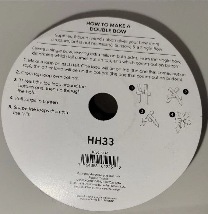 Place And Time Home For The Holiday Ribbon Wired Edge 4" × 13.3 Yards Black White Cheeekers Wide New