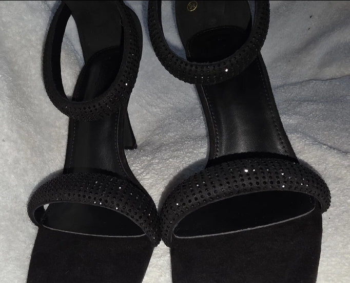 Coutgo Womens High Heel Size 9.5 Open Toe Black Dress Shoe 4" Heel Zip Back New In Box