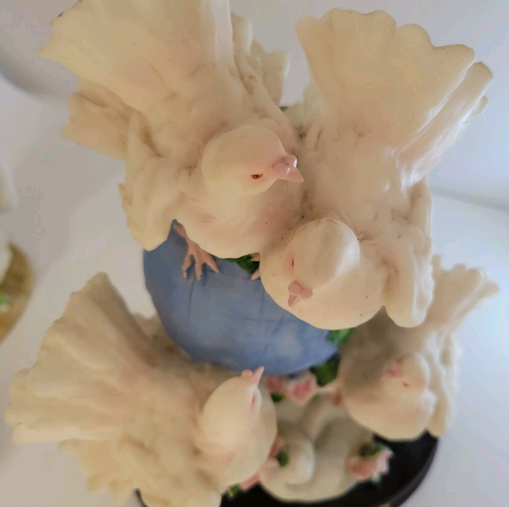 Meerchi White Birds On A Globe Figurine 8" × 5" Excellent Used Condition.